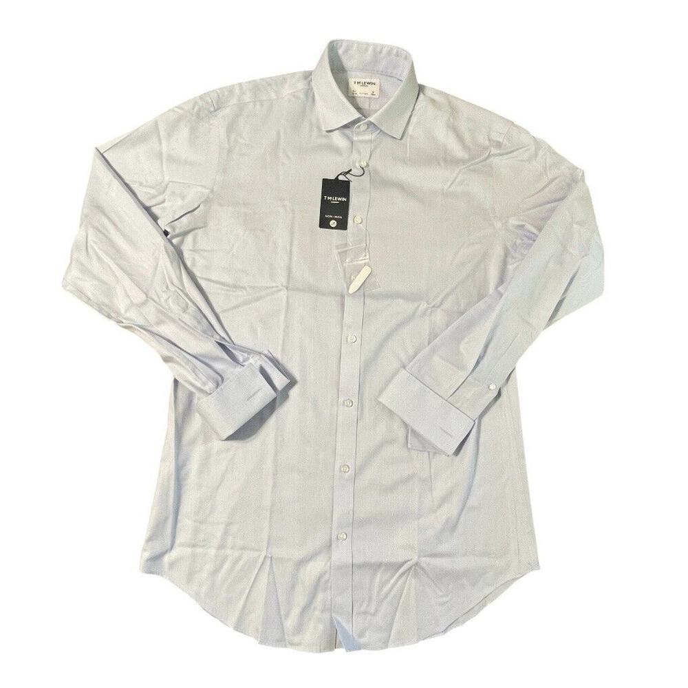 NWT T.M. Lewin London Fitted LS Button Up Oxford Shirt Light Blue Size 16.5 Men